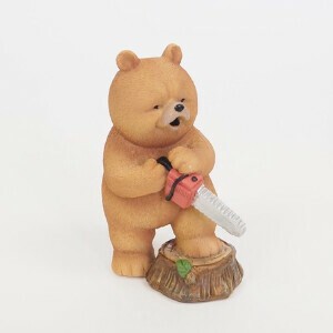 レジンダッドベアーチェーンソー【ガーデニング・オブジェ・クマ】