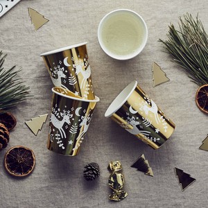 【予約販売】「クリスマス」フーティー バロー ゴールド トナカイ ペーパーカップ8個入り【中国製】