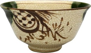 うつわ魯庵　大/織部窓ツル飯碗  007-0015