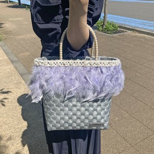 【jollies】プラかごバッグ かごバッグ ハンドバッグ フェザーバッグ ファーバッグ フリンジ 秋冬 ERI M
