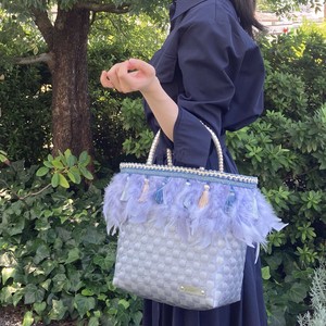 【jollies】プラかごバッグ かごバッグ ハンドバッグ フェザーバッグ ファーバッグ フリンジ 秋冬 LIA M