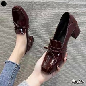 チャンキーヒールパンプス PU 光沢 カジュアル 【2024AW】 WU2206