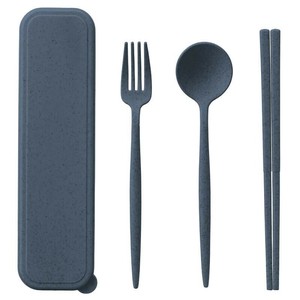 カトラリーセット麦わら入タイプロング(3点) スモークブルー TS-1730-034 22556220