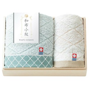和布小紋(modern) フェイス1P・ウォッシュタオル1P(国産木箱入) KWFK-015K 22513208
