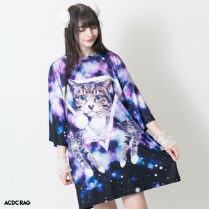 T 恤/上衣 图案 猫咪 女士 宇宙 男士 原宿系