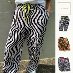 [SD Gathering] Full-Length Pant Floral Pattern Easy Pants Retro Wave Pattern