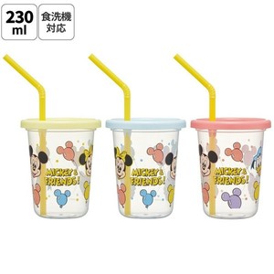 【スケーター】ストロー付きタンブラー[230ml] 3個セット【ミッキー＆フレンズ/風船】 　日本製