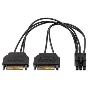 アイネックス PCI Express6ピン用電源変換ケーブル 15cm ブラック PX-016-BK