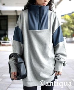 [antiqua] Sweatshirt Ladies fashion Half Zipper