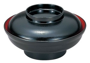 福井クラフト　6.5寸大輪丼浅型黒はじき刷毛目内朱天黒 32000060