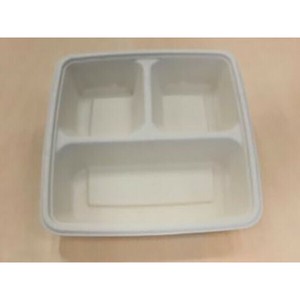弁当容器 SBT-22.6cm角三区切りパルプトレイ 9×9 シンギ 使い捨て 電子レンジ可