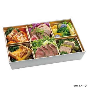 弁当容器 HSH テーパー型 松花堂 6仕切板付 (白木目内金) アヅミ産業 使い捨て