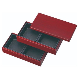 弁当容器 HSH-W250-125 2段貼箱 長手小 中仕切付き (赤漆木目エンボス) アヅミ産業 使い捨て