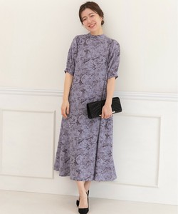 花柄プリント後ろリボンAラインワンピース