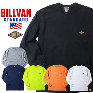 BILLVAN STANDARD オープンエンドコットン 青ワッペン 長袖ロングTシャツ ビルバン