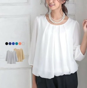 Button Shirt/Blouse Ladies fashion Plain Color Round Neck