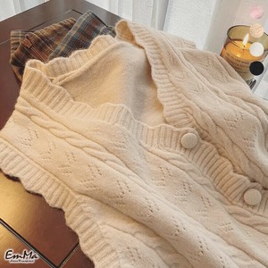 ニットベスト ケーブルニット Vネック レトロカジュアル  EH1469 春 秋 冬 【2024AW】