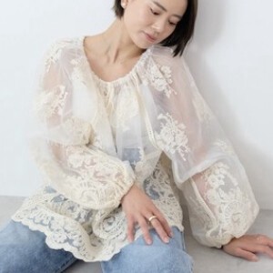 Button Shirt/Blouse Embroidery Organdy Switching