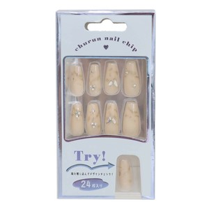 【コスメ雑貨】ネイルチップ ロングスクエアタイプ NUDITY BEIGE