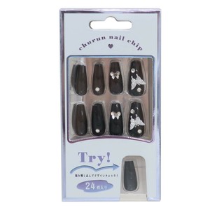 【取寄品】ネイルチップ ロングスクエアタイプ BLACK