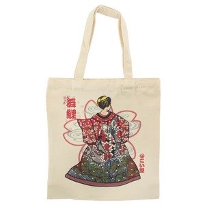トートバッグ 鯉のぼりバッグ　キャンパス生地　舞い鯉 　舞妓　さくら HANAMI　アイボリー　34×39