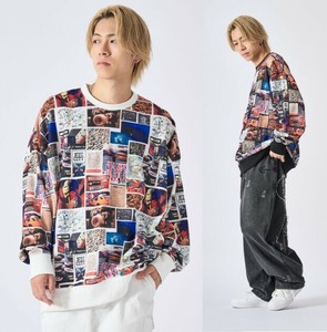 <2024秋冬新作>ポリポンチ　総柄コラージュトレーナー/ユニセックス　昇華転写プリント