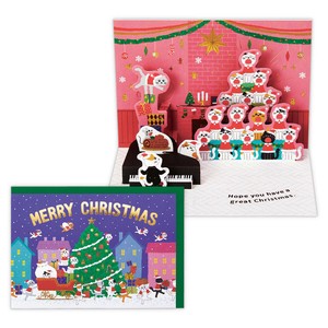 ネコ クリスマス音楽会【立体クリスマスカード】