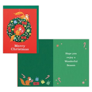 リスとリース【二つ折りクリスマスカード】