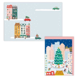 カラフルクリスマスタウン【二つ折りクリスマスカード】