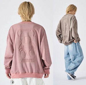 <2024秋冬新作>ポリエステルスウェード　くまエンボストレーナー/ユニセックス　刺繍