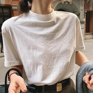 ※穴あきあり【OUTLET80%OFF】EH2188o-wh-S Tシャツ  半袖 スタンドネック シンプル カジュアル