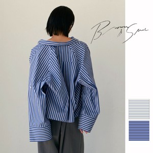 Button Shirt/Blouse Cropped Stripe