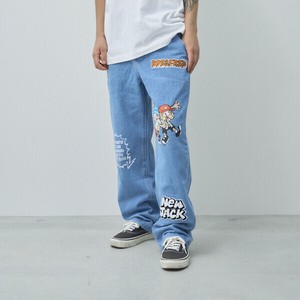 NEWJACKワッペン+プリントデニムパンツ