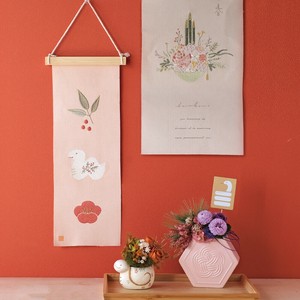 【迎春・新年のお正月飾りに】刺繍タペストリー しめ飾り&門松&干支(巳年)