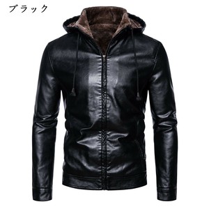 ジャケット コート フード付き 厚手 PU 裹起毛 メンズ ファッション 快適   BQ5587
