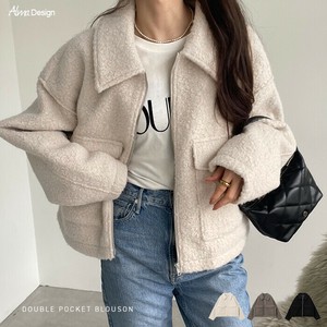 夹克 成双 口袋 绒毛/蓬松毛绒 束腰夹克