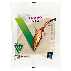 【★売れ筋商品★】HARIO ハリオ V60ペーパーフィルター03 100枚 茶 1〜6杯用 VCF-03-100M