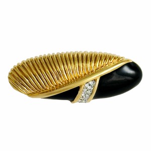 黒と金のツートンカラー ブローチ KEYES  ヴィンテージアクセサリー カナダ製 キーズ 22KTゴールドプレート