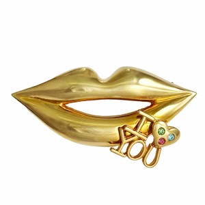 おもしろデザイン 唇のブローチ KEYES  ヴィンテージアクセサリー カナダ製 キーズ 22KTゴールドプレート