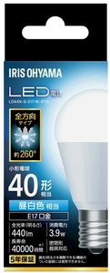 【アイリスオーヤマ　電球　LED】　LED電球 E17 全方向 40形相当 昼白色