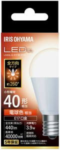 【アイリスオーヤマ　電球　LED】　LED電球 E17 全方向 40形相当 電球色