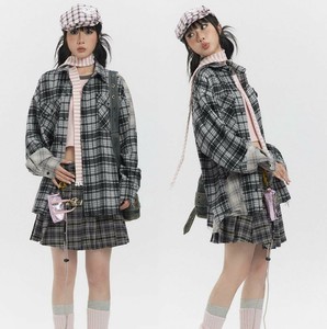 P19372 トップス シャツ メンズ ブラウス 2024秋新作 長袖 男女通用 チェック レトロ