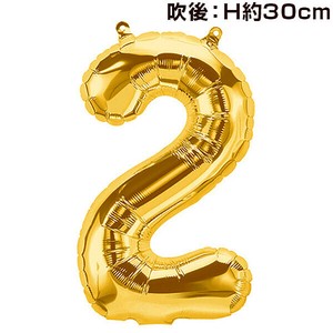 16”プレミアムレターバルーン「2」ゴールド