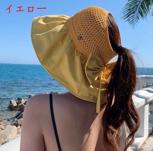 漁師帽子 リボン、可愛い 日焼け止め 無地 レディース ファッション BQ5624