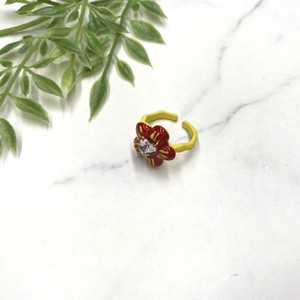 リング　指輪　個性的　ラインストーン　お花　フラワー　レッド　イエロー