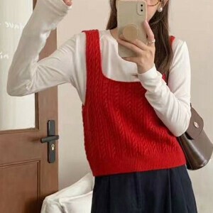 毛衣/针织衫 毛线拼接针织衫 2024年 抹胸/紧身胸衣 内搭背心/吊带 秋冬