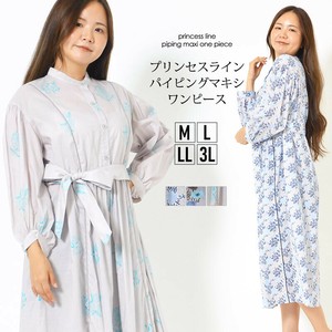 Casual Dress Waist Floral Pattern Band Collar Cotton