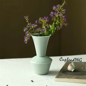 ≪予約商品≫激安セール 青陶磁器の花瓶 家庭の置物 装飾品 玄関の置物 ドライフラワー シンプル 花瓶 水養