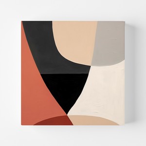 正方形キャンバスパネル 【 abstract geometric ウォームB 】北欧　インテリア アートパネル 抽象画