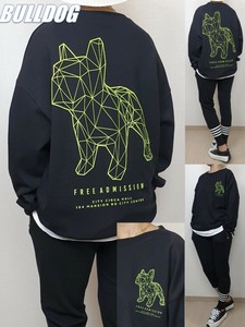 即納【SALE】グラフィックブルドッグプリント長袖Tシャツ